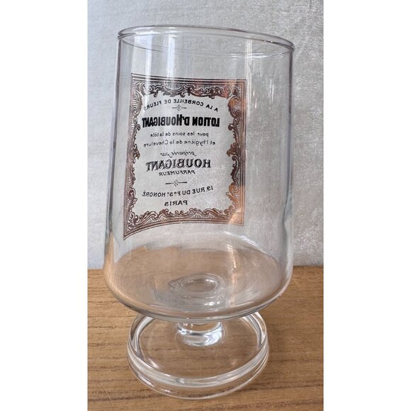 VTG Advertising Lotion D'Houbigant Stemmed Brandy Sniffer Glass Gold Accents - Picture 3 of 8